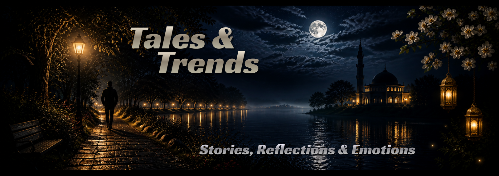 Peaceful night landscape with emotional storytelling and reflective mood
